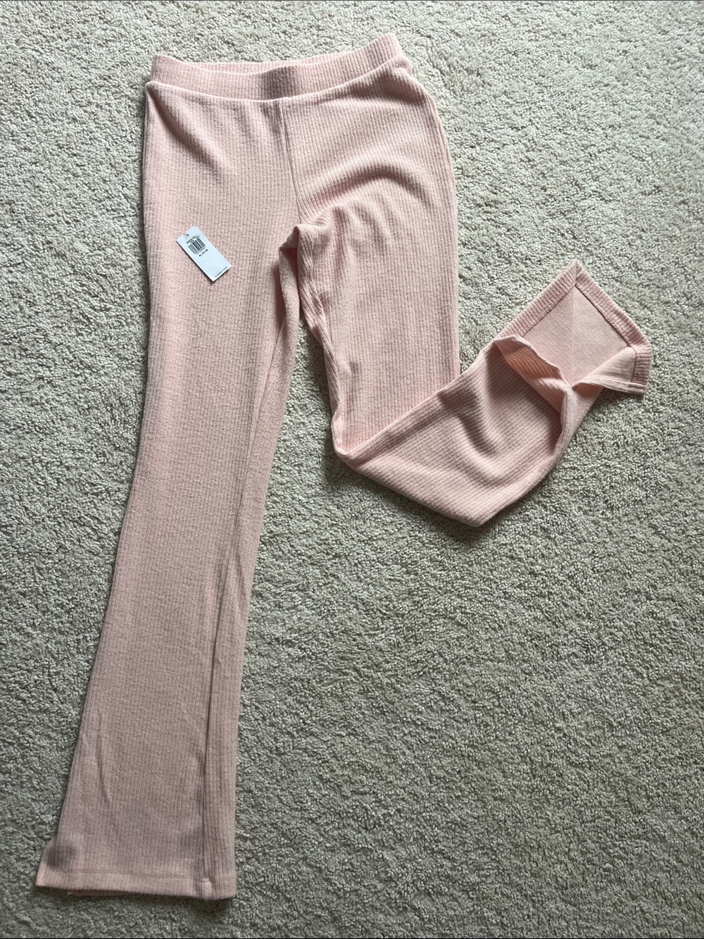 Old Navy Light Pink Ribbed Flare Leggings